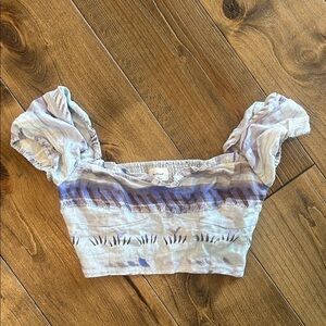 Wilfred  Blue and Gray Patterned Crop Top